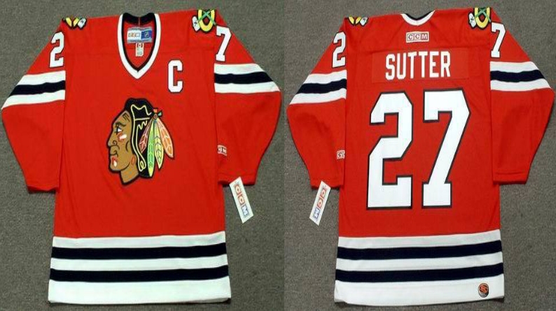 2019 Men Chicago Blackhawks 27 Sutter red CCM NHL jerseys